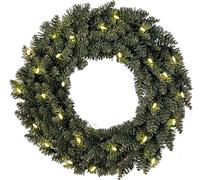 EGLO Couronne de Noël LED, couronne lumineuse de l'Avent en vert sapin pour | intérieur et extérieur, blanc chaud, avec câble, Ø 50 cm, IP44