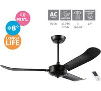 EGLO Hoi An, Ventilateur domestique à hélice, Noir, Plafond, Aluminium, Métal, 57,3 dB, 252 rpm