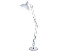 Eglo Lampadaire Borgillio design moderne éclairage salon | Lampe salon sur pied acier chromé, douille E27, éclairage moderne et élégant