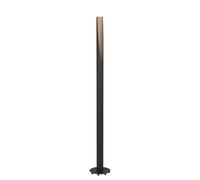 Eglo Lampadaire de sol Barbotto, luminaire élégant sur pied, lampe de salon | à pied en acier noir et bois naturel, blanc chaud, 137 cm