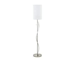 Eglo Lampadaire Espartal, lampadaire 2 flammes, élégant, lampadaire en acier, aluminium, textile, lampe de salon en nickel mat, blanc, lampe avec interrupteur à tirette, LED et douille E27