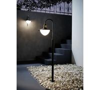 Eglo Lampadaire d'Extérieur Sirmione 1 Ampoule en Acier Galvanisé et Verre Blanc Opale Mat, Noir, Or, Culot E27, Ip44