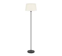Eglo Lampadaire Febres, luminaire sur pied avec abat-jour textile, lampe de | salon en métal noir et tissu bouclette blanc, avec interrupteur à pied, douille E27