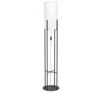 Eglo Lampadaire Glastonbury, lampe sur pied 1 flamme, lampadaire en acier | et textile, lampe de salon noire et blanche, lampe avec interrupteur, douille E27