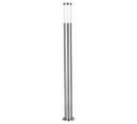 Eglo Lampadaire Helsinki 1, borne lumineuse pour jardin et chemin, potelet éclairage extérieur en acier inox et plastique, lampe sur pied en aspect argenté et blanc, douille E27, IP65
