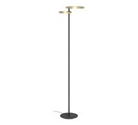 Eglo Lampadaire LED Castelpoto 1, salon, fonction tactile, dimmable, up- et downlight, métal noir laiton brossé, blanc chaud à froid, 180 cm
