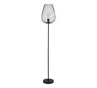 Eglo Lampadaire NEWTOWN, lampe sur pied à flamme, lampe de sol en acier, couleur : noir, douille : E27, interrupteur à pied inclus