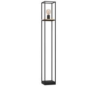 Lampadaire LIBERTAD E27 1X40W en acier et bois noir et marron 180x180x1285mm