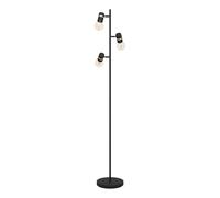 Eglo Lampadaire sur pied Lurone, luminaire de sol avec 3 spots orientables | lampe de salon à pied en métal noir et laiton, douille E27