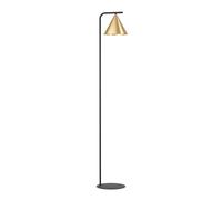 Eglo Lampadaire sur pied Narices, luminaire minimaliste en laiton brossé | lampe de salon dorée et noire avec interrupteur à pied, douille E27