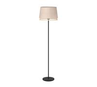 Eglo Lampadaire Tabley, luminaire intérieur à pied, lampe de salon en métal | noir avec abat-jour en bamboe et lin, éclairage avec douille E27, 150 cm