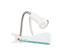 Eglo Lampe à pince Fabio, lampe de lecture avec pince et interrupteur, spot à pince en métal argenté et plastique blanc, lampe de lecture E14
