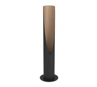 Eglo Lampe de chevet Barbotto, lampe de table avec lumière indirecte, luminaire de salon, métal noir et bois chêne, éclairage avec ampoule GU10, 40 cm, blanc chaud