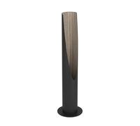 Eglo Lampe de chevet Barbotto, lampe de table avec lumière indirecte | luminaire de salon, métal noir et bois chêne, éclairage avec ampoule GU10, 40 cm, blanc chaud, certifié FSC