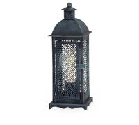 Eglo Lampe de chevet Winsham, lanterne à poser, lampe de table en métal avec patine grise, luminaire décoratif oriental pour salon, chambre et couloir, douille E27