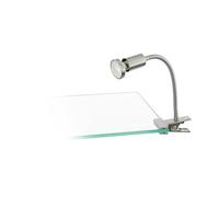 Eglo Lampe de lecture à pince LED Litos, éclairage bureau à bras flexible, luminaire de chevet accroche lit, en métal argenté, avec ampoule GU10 blanc chaud