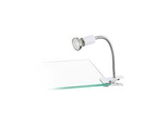 Eglo Lampe de lecture à pince LED Litos, éclairage bureau à bras flexible | luminaire de chevet accroche lit, en métal blanc et argenté, avec ampoule GU10 blanc chaud