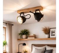 EGLO Lampe De Plafond 2 Lumières Noire Spots Pivotants Gitter Noir, 36x20,5cm