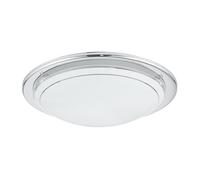 Eglo Lampe de plafond PLANET 1, 1 applique murale à flamme, plafonnier en | acier, couleur : chrome, verre : blanc laqué, douille : E27