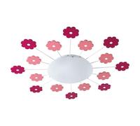 EGLO Lampe de plafond VIKI 1, 1 lampe murale à flamme pour chambre | d'enfant, plafonnier en acier, couleur : fuchsia, verre : satiné, blanc, douille : E27