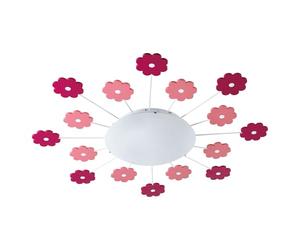 EGLO Lampe de plafond VIKI 1, 1 lampe murale à flamme pour chambre | d'enfant, plafonnier en acier, couleur : fuchsia, verre : satiné, blanc, douille : E27