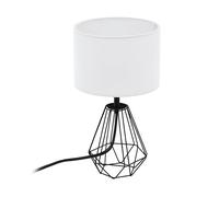 Eglo Lampe de table CARLTON 2 – E14, acier et tissu, noir/blanc, réf. 95789