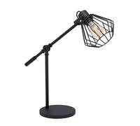 Eglo Lampe de table Tabillano 1, lampe de bureau 1 flamme style vintage | industriel, rétro, lampe de chevet en acier, lampe salon noire, lampe avec interrupteur, douille E27
