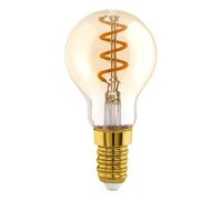 Eglo Lampe LED E14 dimmable, filament vintage spirale, ampoule Edison ambrée, éclairage rétro, 4 watts (équivalent 15 watts), 145 lumens, blanc chaud, 2000 Kelvin, P45, Ø 4,5 cm
