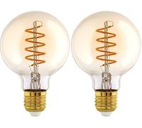 Eglo Lampe LED E27 à intensité variable, ampoule globe vintage spirale, éclairage rétro, 8 watts (équivalent à 60 watts), 806 lumens, blanc chaud, 2700 K, Edison G95, Ø 9,5 cm (Lot de 2)
