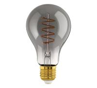 Eglo Lampe LED E27 dimmable, filament vintage spirale, ampoule Edison, éclairage rétro au verre fumé, 4 watts, 100 lumens, blanc chaud, noir transparent, 2000 Kelvin, A75, Ø 7,5 cm