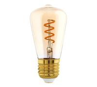 Eglo Lampe LED E27 dimmable, filament vintage spirale, ampoule Edison piston, éclairage rétro, 4 watts (équivalent 15 watts), 145 lumens, blanc chaud, ambré, 2000 Kelvin, ST48, Ø 4,8 cm