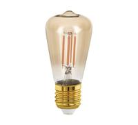 Eglo Lampe LED E27 dimmable, piston, ampoule Edison à incandescence Golden Vintage, éclairage rétro, 4 watts (correspond à 28 watts), 300 lumens, blanc chaud, doré, 1700 Kelvin, ST48, Ø 4,8 cm