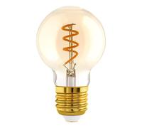 Eglo Lampe LED globe E27 dimmable, filament vintage spirale, ampoule Edison ambrée, éclairage rétro, 4 watts (équivalent 15 watts), 145 lumens, blanc chaud, 2000 Kelvin, G60, Ø 6 cm