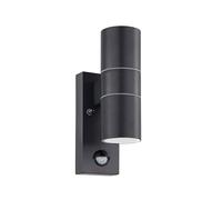 Eglo Lampe murale extérieure LED RIGA 5, lampe extérieure à 2 flammes avec détecteur de mouvement, applique murale à capteur en acier galvanisé et en verre, couleur : anthracite, IP44