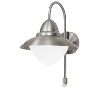 Eglo Lampe murale extérieure SIDNEY, luminaire extérieur, applique murale en acier inoxydable et verre opaque, douille : E27, capteur de mouvement inclus, IP44