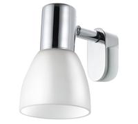 Eglo Lampe pour miroir Sticker, applique murale, éclairage salle de bains, lumière coiffeuse maquillage, spot en métal argenté et verre blanc opaque, IP44, douille E14