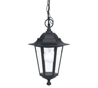 Eglo Suspension extérieure LATERNA 4 – style flamme E27 IP44 en fonte d'aluminium et verre, noir