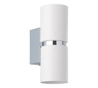 Eglo LED Applique murale Passa, applique murale 2 flammes, projecteur mural intérieur en métal blanc et chrome, lampe de salon, lampe de couloir avec éclairage haut et bas, ronde, douille GU10