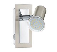 Eglo LED Applique murale Rottelo, lampe murale, spot mural en métal, lampe | de salon en nickel mat, chrome, lampe avec interrupteur, spot avec ampoule GU10, lumière blanc chaud
