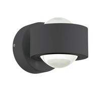 Eglo LED Applique Ono 2, 2 flammes, spot mural intérieur en aluminium et plastique, lampe salon anthracite, clair, LED couloir avec lumière montante et descendante blanc chaud