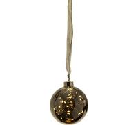 EGLO LED boule de Noël intérieure, boule en verre lumineuse à suspendre | boule lumineuse noir-transparent avec minuterie, lumière blanc chaud, à piles, Ø 10 cm