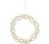 EGLO LED couronne lumineuse, décoration de fenêtre de Noël en fil | métallique et plastique couleur laiton, couronne de Noël illuminée, déco fenêtre salon, blanc chaud, Ø 30 cm, câble 350 cm