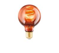 Eglo LED E27 lampe dimmable, ampoule vintage cuivre, globe LED spirale 4 | watts (équivaut à 15 watts), 90 lumens, LED E27 blanc chaud, 2000 kelvins, ampoule déco LED G80, Ø 8,5 cm