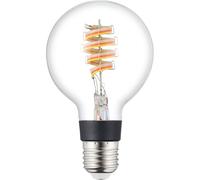 Eglo connect.z ampoule LED E27 connectée, globe G80, ZigBee, App et commande vocale Alexa, dimmable, blanc chaud, 4,9 Watt, lampe vintage en spirale transparente