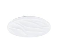 Plafonnier LED décor ondulé Plafonnier blanc Salon rond, acier, 24W 2500Lm blanc chaud, DxH 44x7 cm