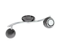 Eglo LED Plafonnier Bimeda, lampe de plafond 2 flammes, spot en métal nickel-noir et chrome, lampe salon, spots avec ampoules GU10, lumière blanc chaud