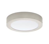 EGLO LED Plafonnier Fueva 1, lampe de plafond 1 flamme, matériau : fonte | métallique, plastique, couleur : nickel mat, blanc, Ø : 22,5 cm, blanc chaud