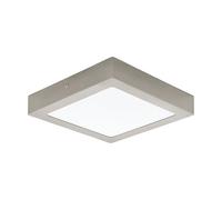 EGLO LED Plafonnier Fueva 1, lampe de plafond 1 flamme, matériau : fonte | métallique, plastique, couleur : nickel mat, blanc, dimensions : 22,5 x 22,5 cm, lumière blanc chaud