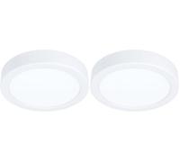 Eglo LED Plafonnier Idun, plafonnier rond, lampe de plafond en métal et plastique blanc, luminaire en saillie pour bureau et cuisine, blanc neutre, Ø 17 cm (Lot de 2)
