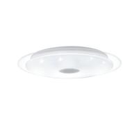 Eglo LED plafonnier Lanciano 1, applique 1 flamme effet cristal, acier | plastique, blanc, transparent, chrome, télécommande, variation couleur (chaud-froid), veilleuse, dimmable, Ø40cm